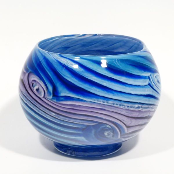 Glasschale Swirl Blautöne